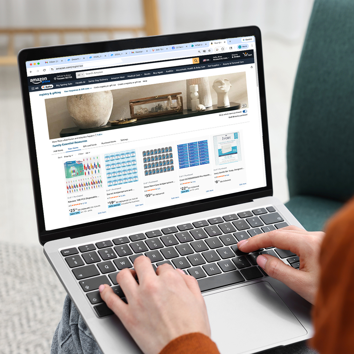 Woman,With,Laptop,Shopping,Online,At,Home,,Closeup Woman with laptop shopping online at home, closeup